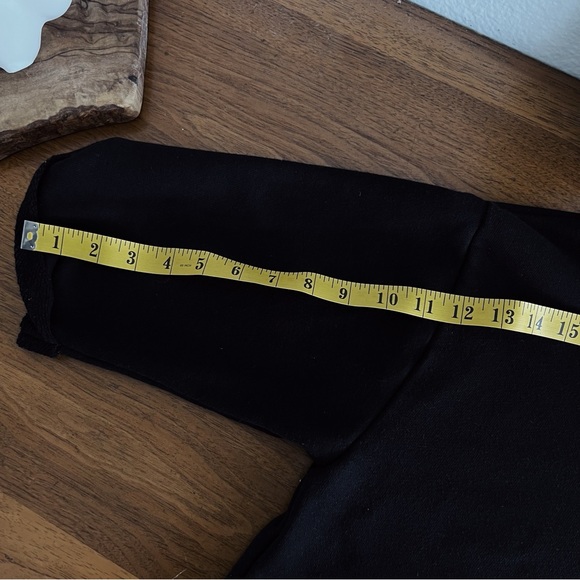 BLACK DISTRESSED CROPPED SWEATSHIRT TOP #0327 - Picture 7 of 8